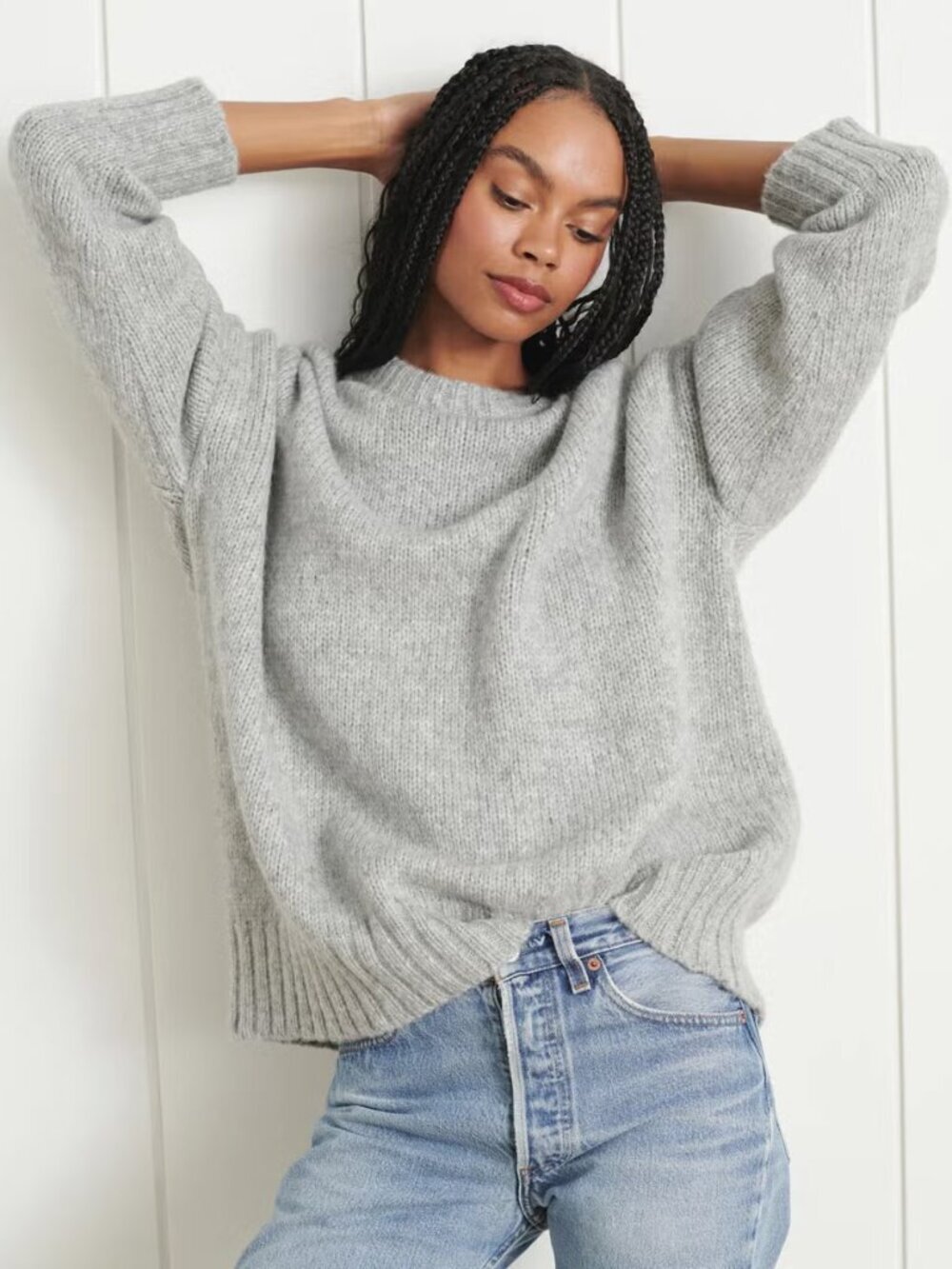 Jenni Kayne Alpaca Cocoon Gray Crewneck Sweater
